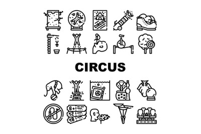 Circus Entertainment Collection Icons Set Vector Illustration