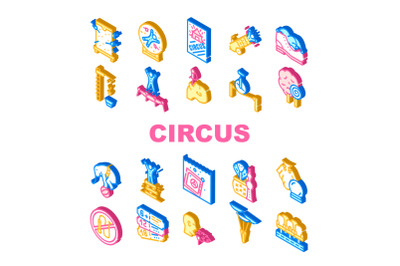 Circus Entertainment Collection Icons Set Vector Illustration