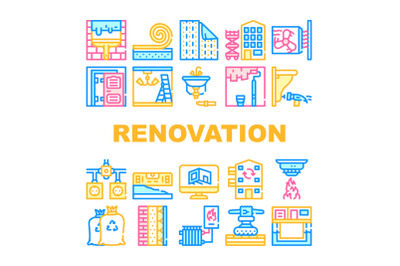 Home Renovation Repair Collection Icons Set Vector