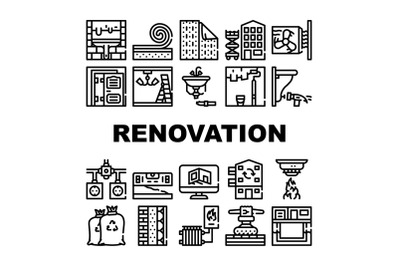 Home Renovation Repair Collection Icons Set Vector