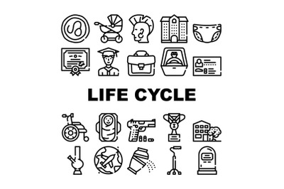 Life Cycle People Collection Icons Set Vector