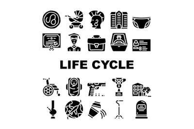 Life Cycle People Collection Icons Set Vector