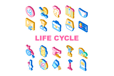 Life Cycle People Collection Icons Set Vector