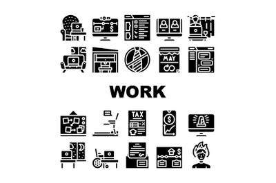 Remote Work From Home Collection Icons Set Vector