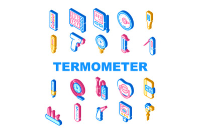 Thermometer Device Collection Icons Set Vector