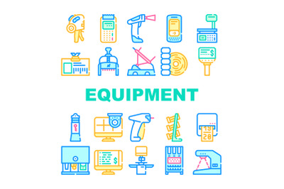 Shop Equipment Device Collection Icons Set Vector