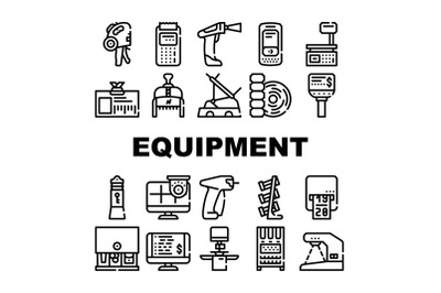 Shop Equipment Device Collection Icons Set Vector