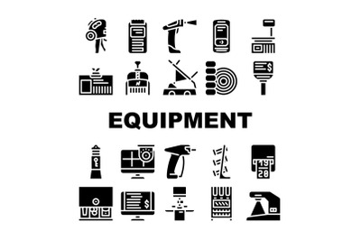 Shop Equipment Device Collection Icons Set Vector