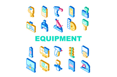 Shop Equipment Device Collection Icons Set Vector