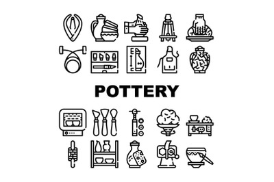 Pottery Production Collection Icons Set Vector