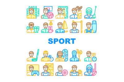 Male Sport Activities Collection Icons Set Vector