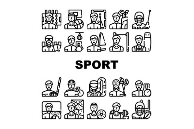 Male Sport Activities Collection Icons Set Vector