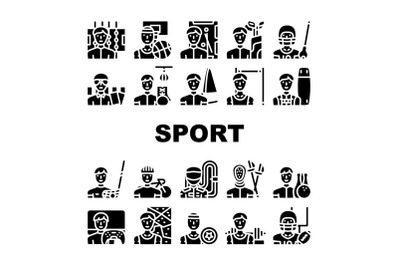 Male Sport Activities Collection Icons Set Vector