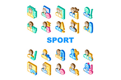 Male Sport Activities Collection Icons Set Vector