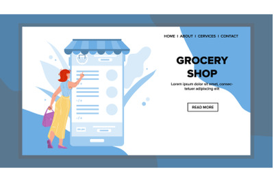 Grocery Shop Mobile Application Use Buyer Vector