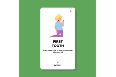 First Tooth Losing Cute Little Girl Child Vector