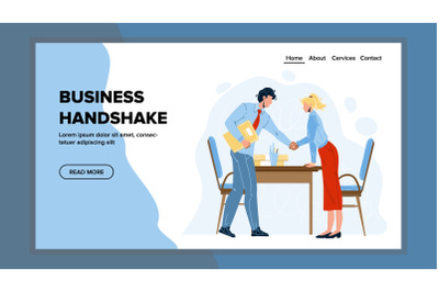 Business Handshake Man And Woman Partners Vector