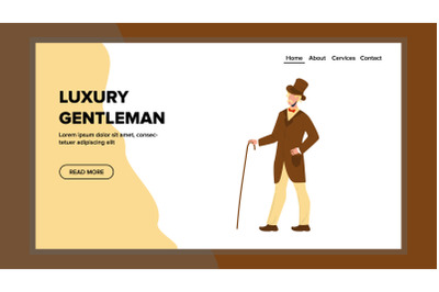 Luxury Gentleman In Elegant Vintage Costume Vector