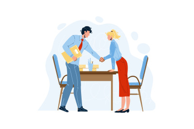 Employees Hiring Director Welcoming Woman Vector