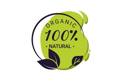 Guaranteed organic natural. Vector nutrition sticker eco