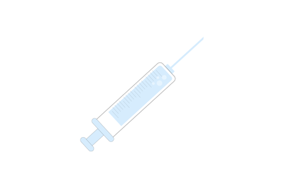 Syringe to inoculation, medication injecting, healthcare procedure