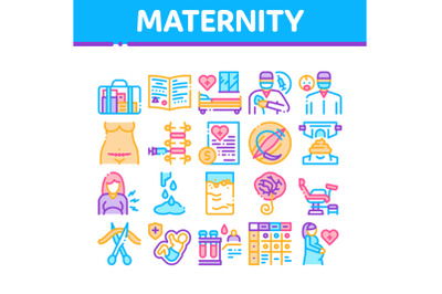 Maternity Hospital Collection Icons Set Vector