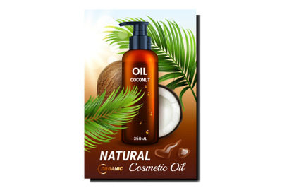 Natural Cosmetic Oil Promotional Banner Vector