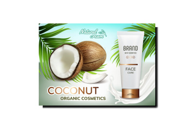 Coconut Organic Cosmetics Promo Poster Vector