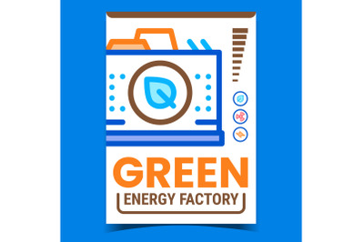 Green Energy Factory Creative Promo Poster Vector