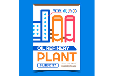 Oil Refinery Plant Creative Promo Banner Vector