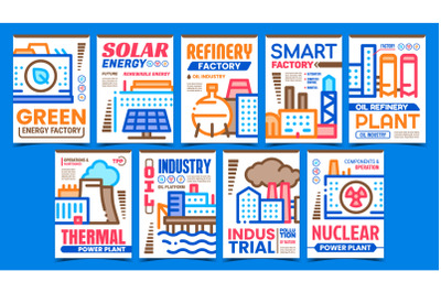 Energy Factory Creative Promo Posters Set Vector