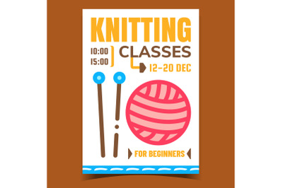 Knitting Classes Creative Promotion Banner Vector