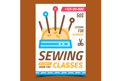 Sewing Classes Creative Promotion Poster Vector