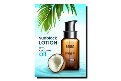Sunblock Lotion Creative Promotional Banner Vector