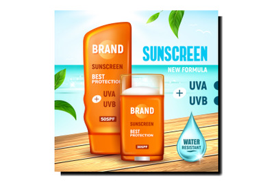 Sunscreen Protection Cream Promotion Banner Vector