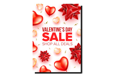 Valentines Day Sale Promotional Poster Vector