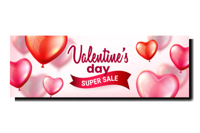 Valentines Day Super Sale Promo Banner Vector