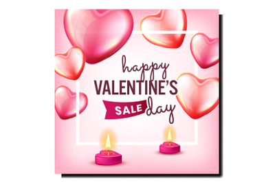 Valentines Happy Sale Day Promotion Poster Vector