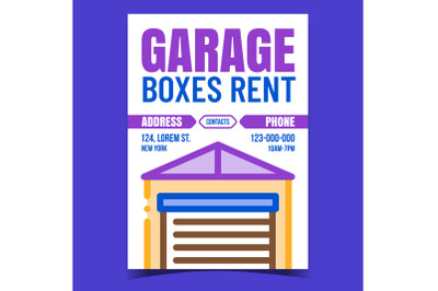 Garage Boxes Rent Creative Promotion Banner Vector