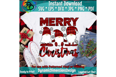 Merry Christmas Svg, Christmas Gnomes Svg, Cute Gnomies Svg, Buffalo P