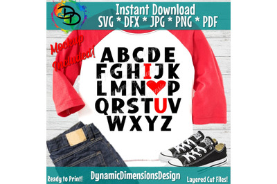 ABC I Love You SVG, Valentine&#039;s Day svg, Valentines Design, Alphabet Q