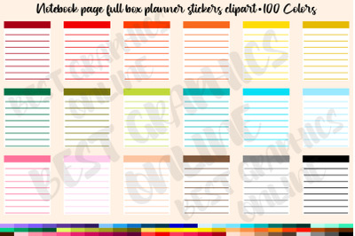 Lined full box planner clipart, Notebook page full box