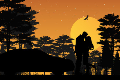 silhouette of couple in love