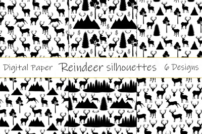 Reindeer pattern. Reindeer silhouettes pattern. Reindeer SVG