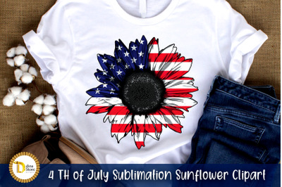 4 th of july Sublimation Sunflower clipart