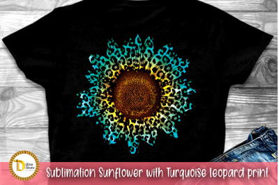 Sublimation Sunflower with Turquoise leopard print