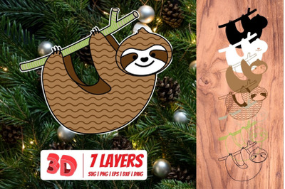 3D Christmas sloth