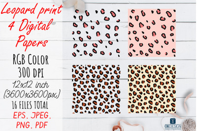 Animal Digital Papers pack. Leopard prints.