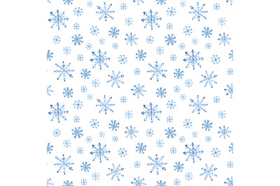 Snowflakes watercolor seamless pattern. Christmas, New Year