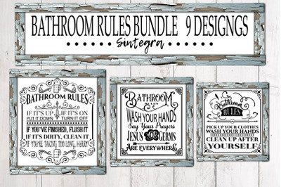 Bathroom Rules Quotes Bundle Svg File